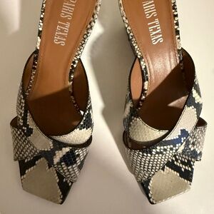 Paris Texas Arizona snake embossed leather mule sandal